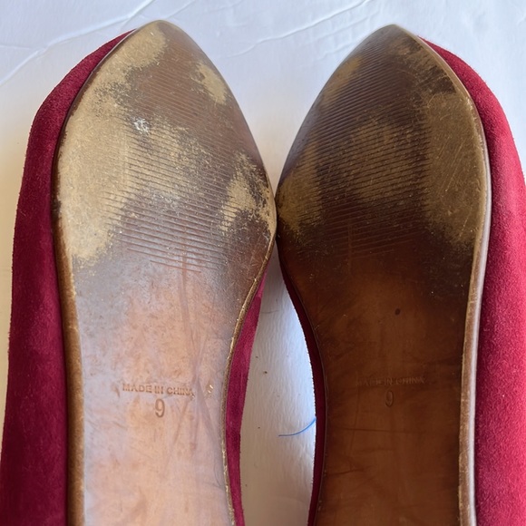 Madewell Bow Skimmer Burgundy Suede Pointy Toe Flats Size 9 - Picture 7 of 9